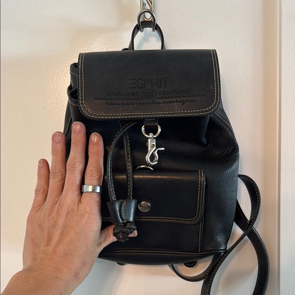Vintage Esprit Mini Black Leather Backpack - Picture 7 of 7